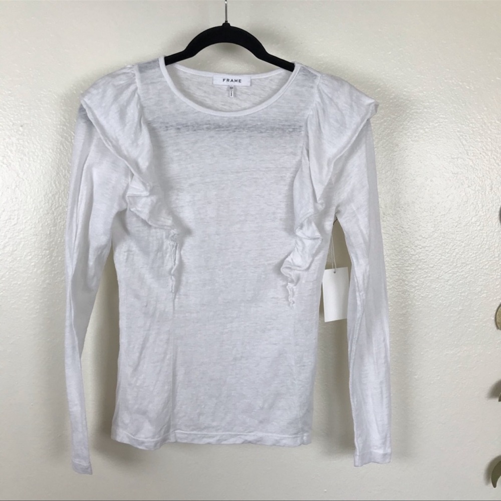 Frame Ruffle Linen Long Sleeve -Damaged - Picture 2 of 8